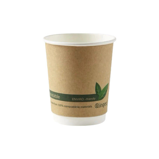 8oz Kraft Compostable Double Wall Paper Cups
