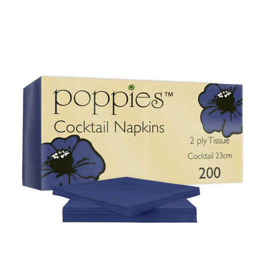 Poppies 24x24 2ply Navy Blue Napkin