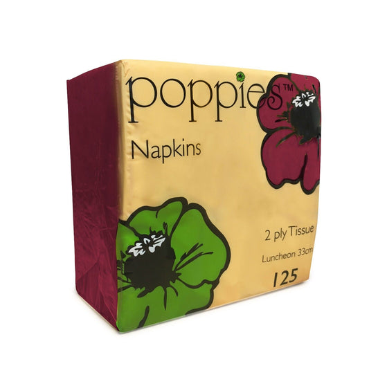 Poppies 33x33 2ply Bordeaux Napkin